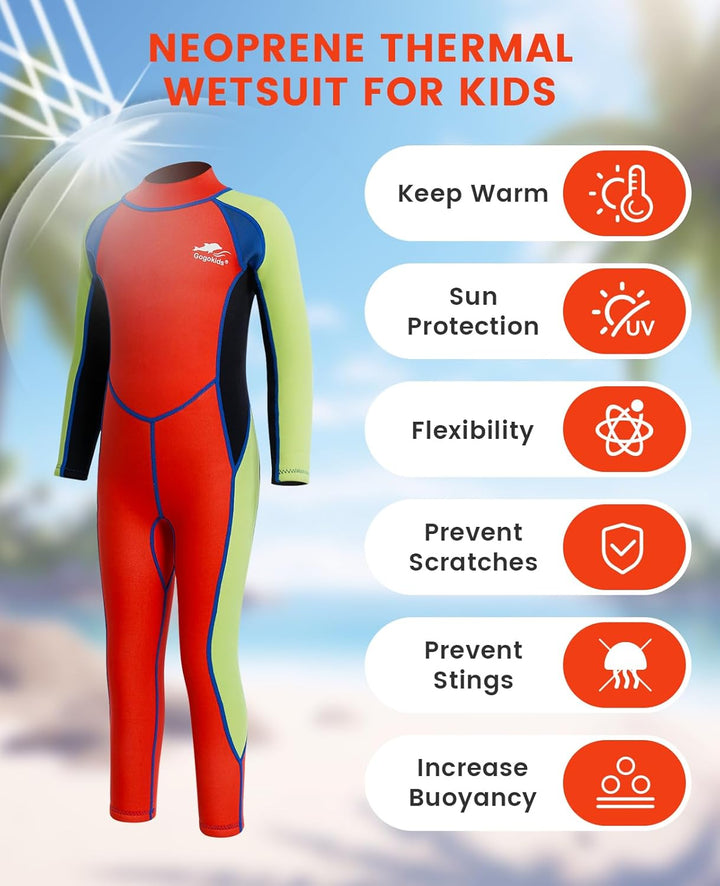 Gogokids Kinder Neoprenanzüge - Jungen Mädchen Rash Guard Einteiler Thermische Badeanzüge 2.5mm Neop