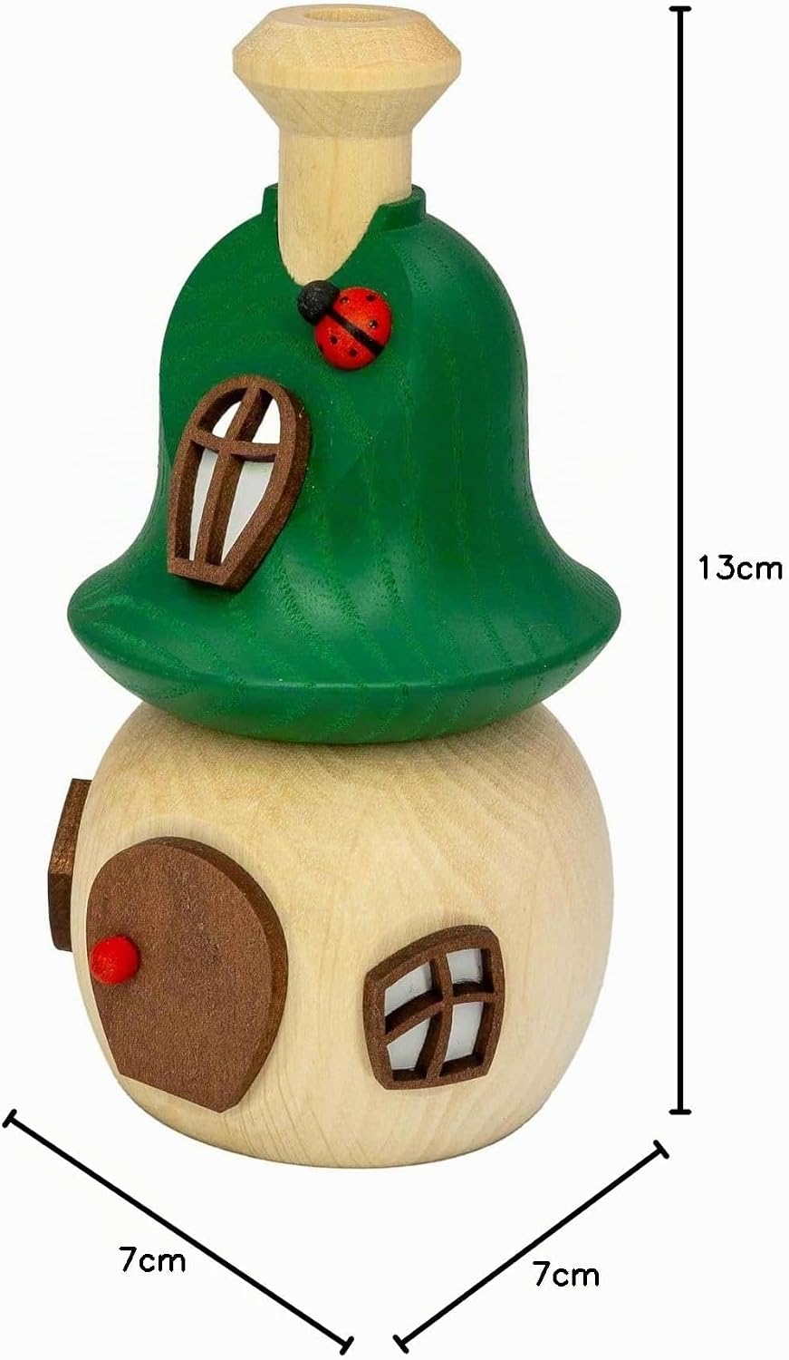 Seiffener Volkskunst | Räucherhaus aus Holz 13 cm | Frühling Sommer Herbst | Waldhütte mit Marienkäf