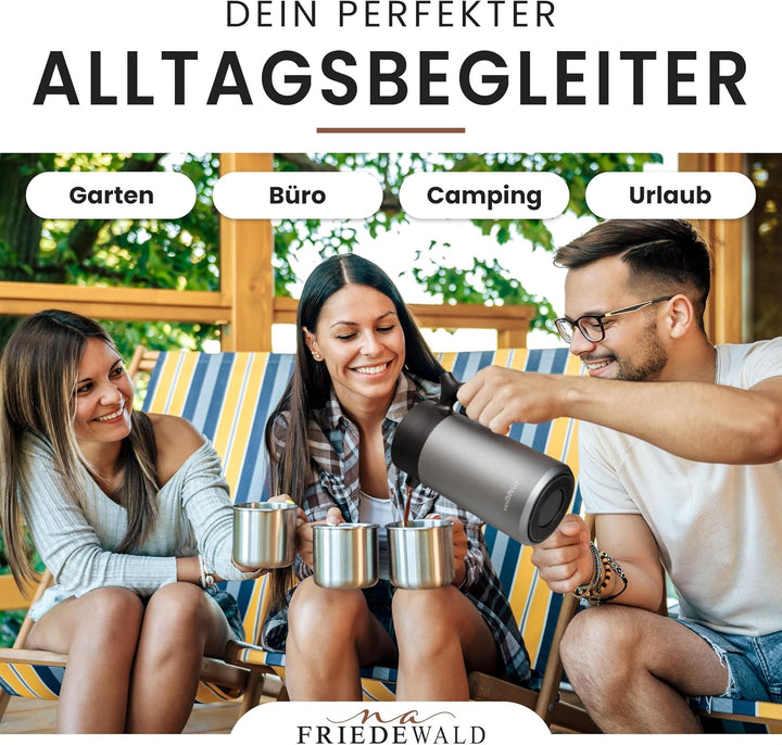 Friedewald® Thermo French Press - für Kaffee & Tee - 1L/8 Tassen - für Camping und Zuhause - doppelw