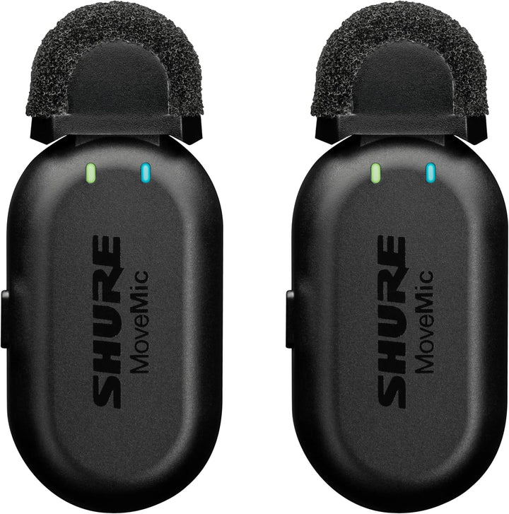Shure MoveMic Two Set-Profi Funk-Ansteckmikros mit Empfänger für Kamera, iPhone, Android, Mac & PC,