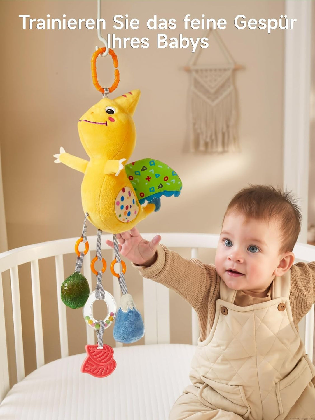 TUMAMA KIDS Baby Kinderwagen Spielzeug ab 0 2 3 4 6 7 9 12 Monate, Dinosaurier Spielbogen Anhänger G