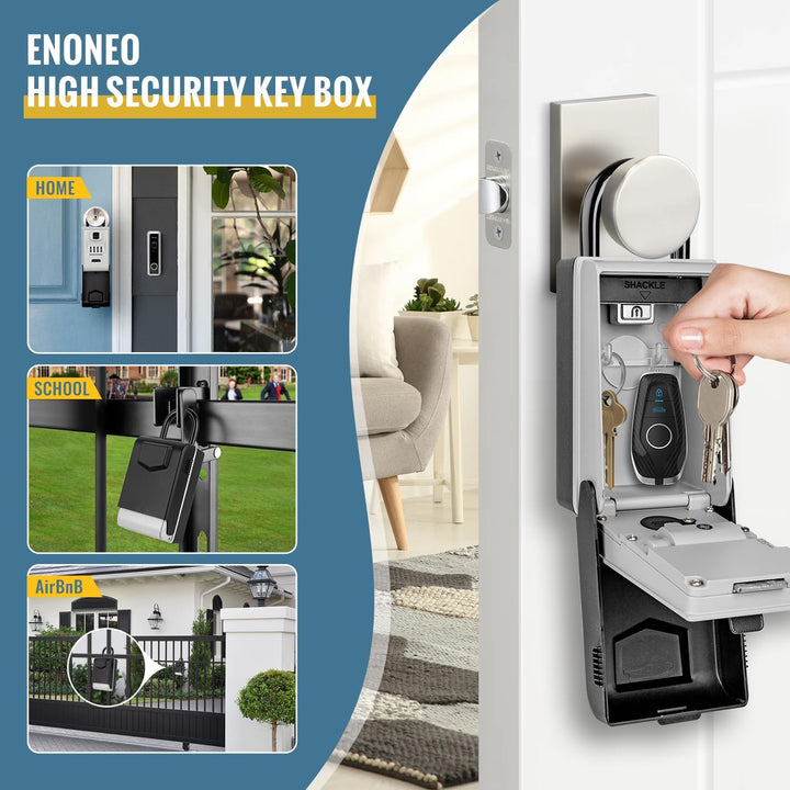 ENONEO Schlüsseltresor mit Beleuchteten Zahlencode Aussen Schlüsseltresor mit Bügel, Wetterfest Schl