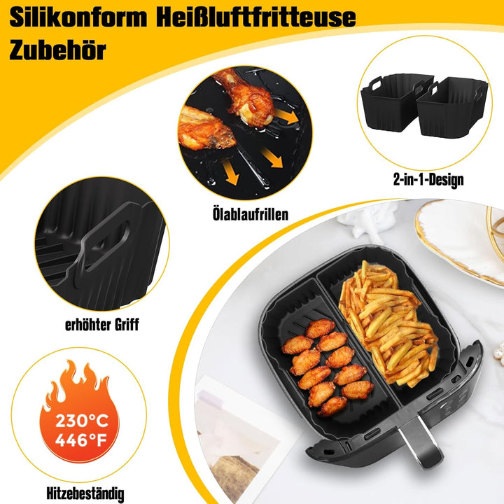 Silikonform Heissluftfritteuse für Ninja MAX PRO 6,2L, 3 Stk Airfryer Zubehör für Ninja 4,7L Wiederv