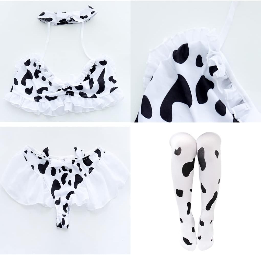 SINGUYUN Damen Anime Kuh Bikini Cosplay Dessous Lolita Kawaii BH und Panty Set japanische Unterwäsch