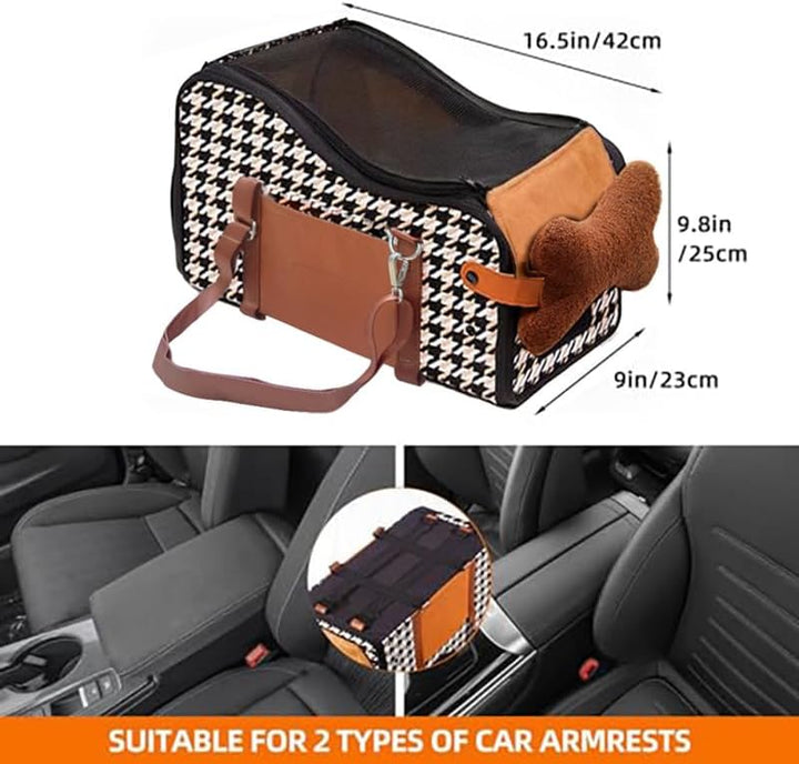 Amoilly Hundeautositz, Mittelkonsole Welpen-Autositz, Katzenerhöhung für Auto, schmutzabweisende, tr