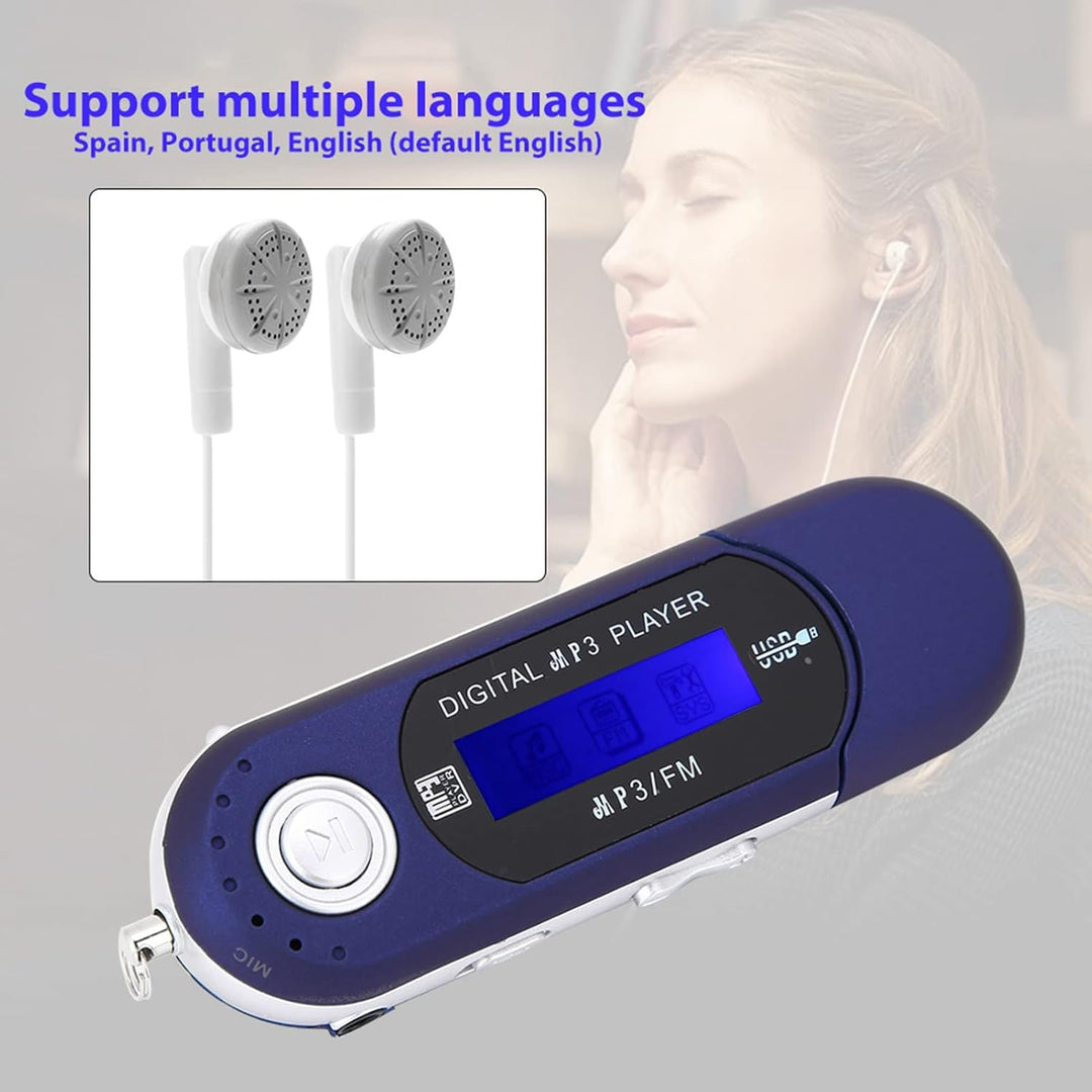 Digitaler MP3 Player, Tragbarer MP3-USB-Player mit LCD-Bildschirm und 32 GB Micro SD, FM-Radio, Spra