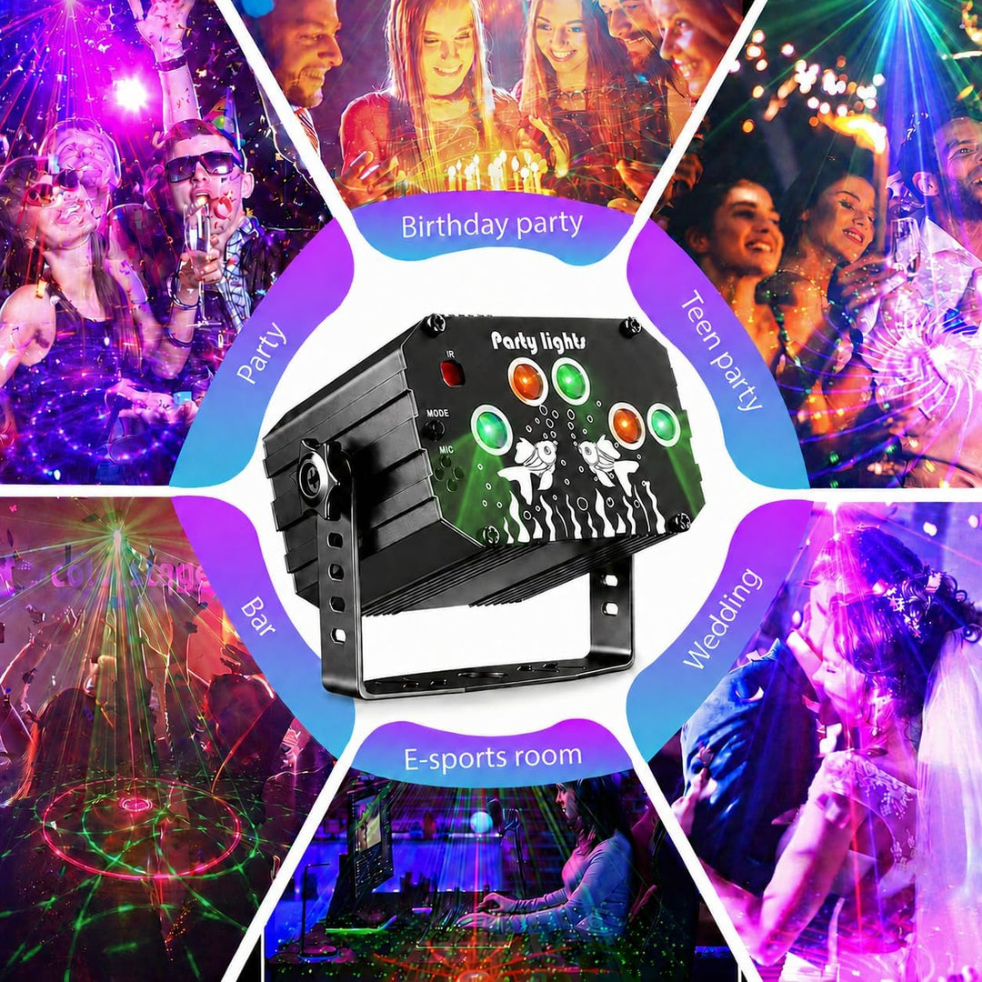 Discolicht Partylicht, Party Deko Disco licht, Dj licht Musikgesteuert Mit Fernbedienung USB 61 Vers