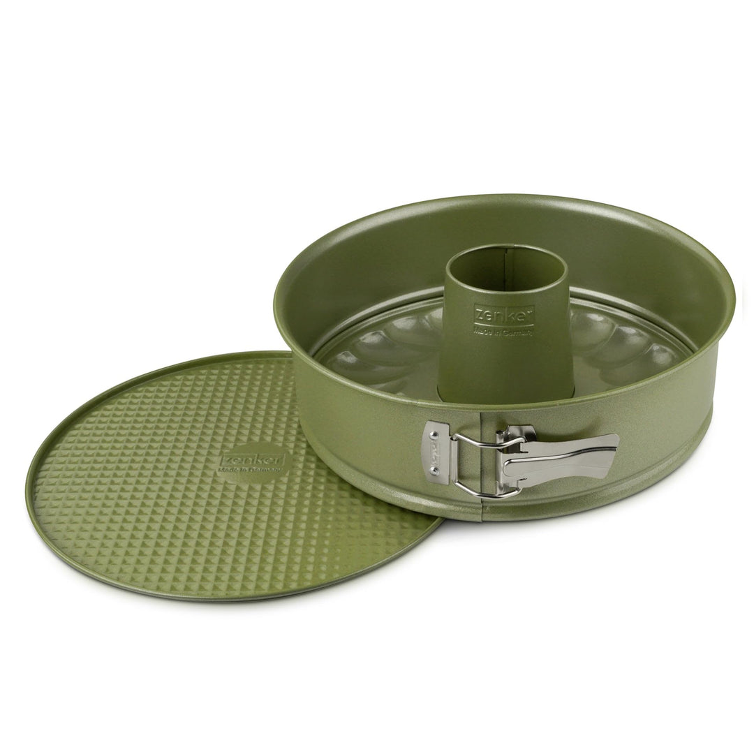 Zenker Springform Ø 26 cm mit Flachboden und Rohrboden – Hochwertige und stabile Backform in grün –