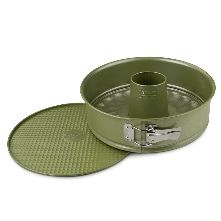 Zenker Springform Ø 26 cm mit Flachboden und Rohrboden – Hochwertige und stabile Backform in grün –