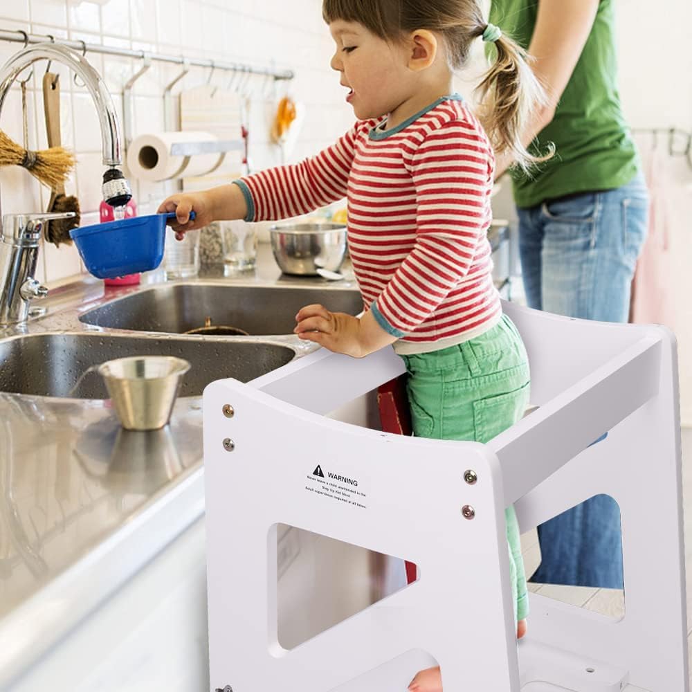 2in1 Lernturm Kinder Tritthocker Lernstuhl Kinderhocker Faltbarer Kinderschemel für Baby,mit doppels