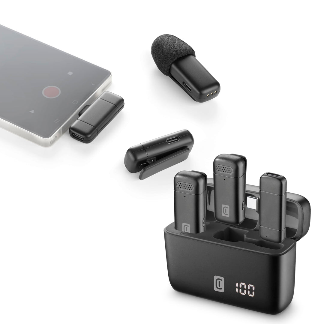 Cellularline Talk Pro Kabelloses USB-C-Mikrofon für Videotelefonate, Vlogs und Kreative Inhalte, mit