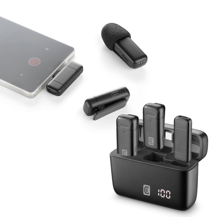 Cellularline Talk Pro Kabelloses USB-C-Mikrofon für Videotelefonate, Vlogs und Kreative Inhalte, mit