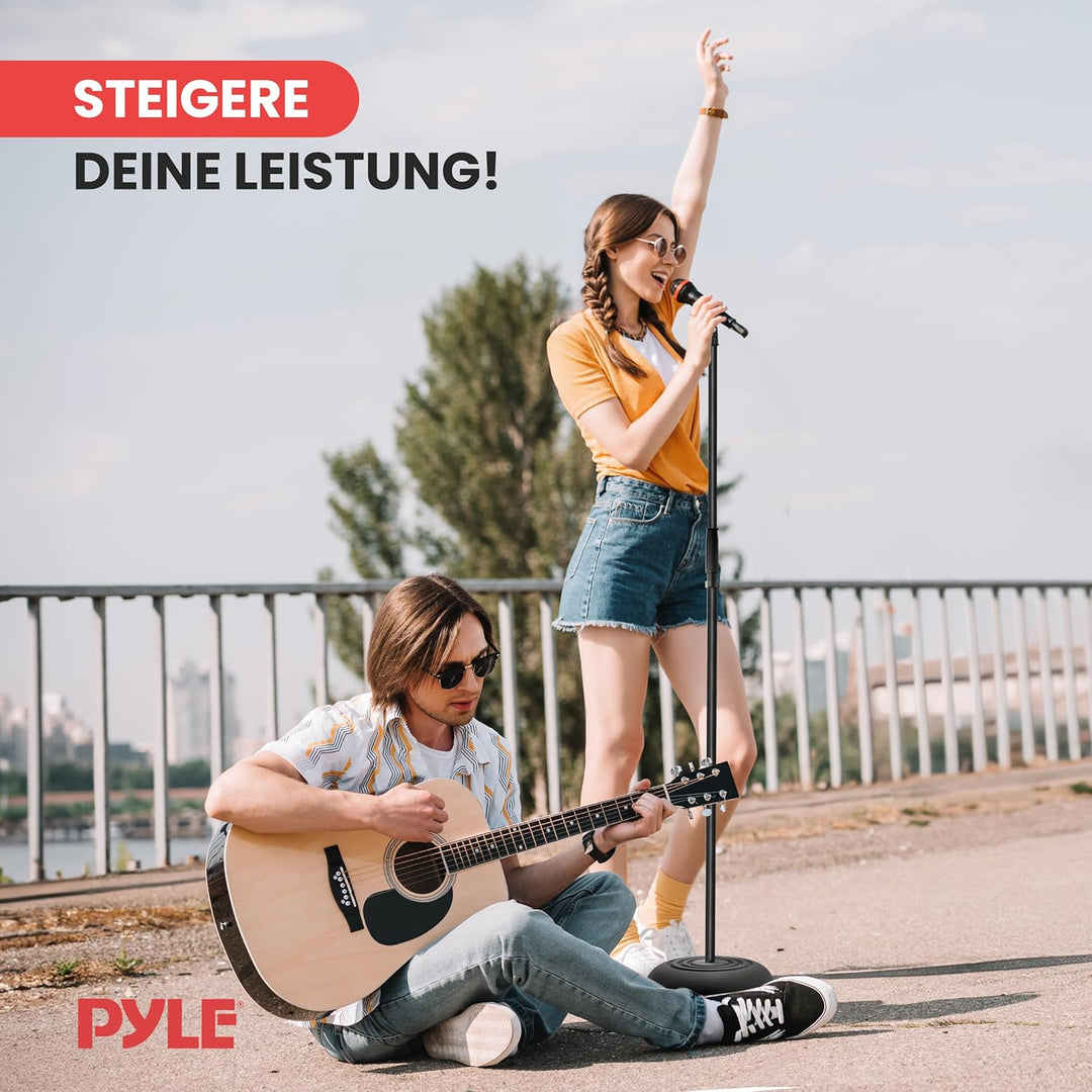 Pyle Mikrofonständer – Höhenverstellbares Mikrofonstativ 85–152 cm mit runder Metallbasis – Stabil &