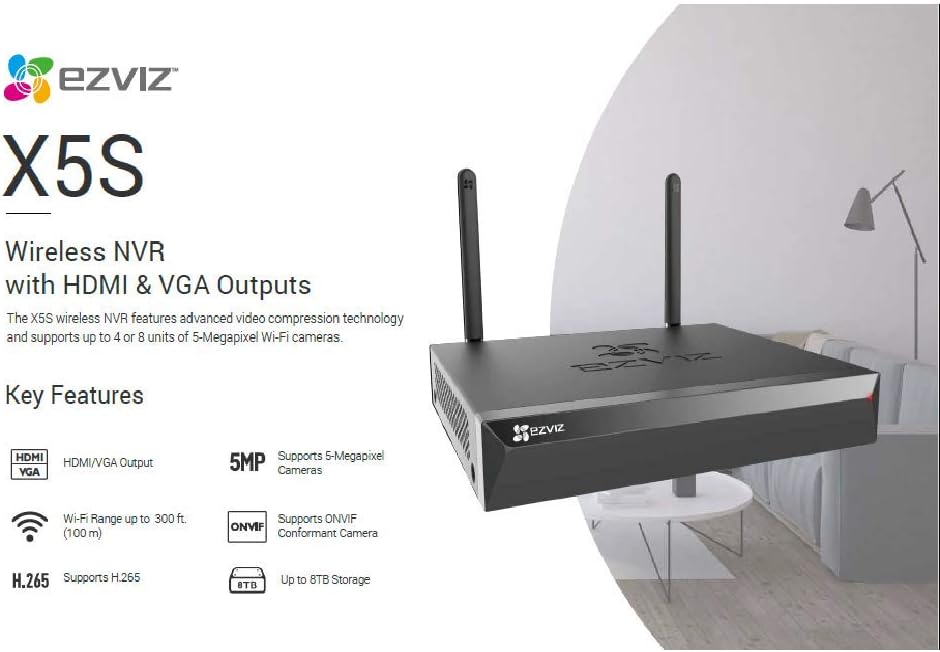 EZVIZ X5S-8W Webcam, USB, Fast Ethernet + WiFi,