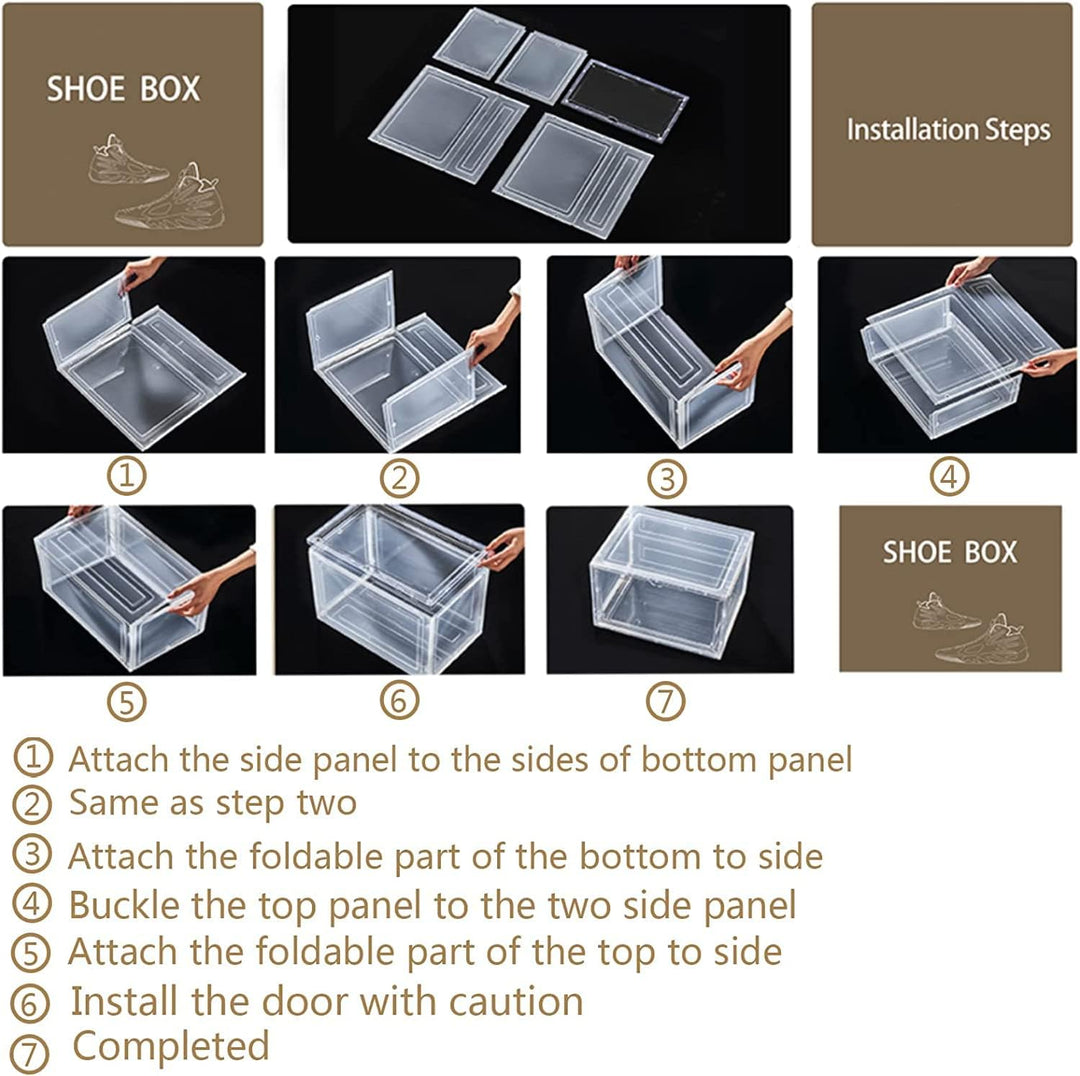 Schuhbox, Transparente Stapelbare Schuh Boxen, Faltbar Durchsichtige Schuhboxen Schuhschrank Aufbewa