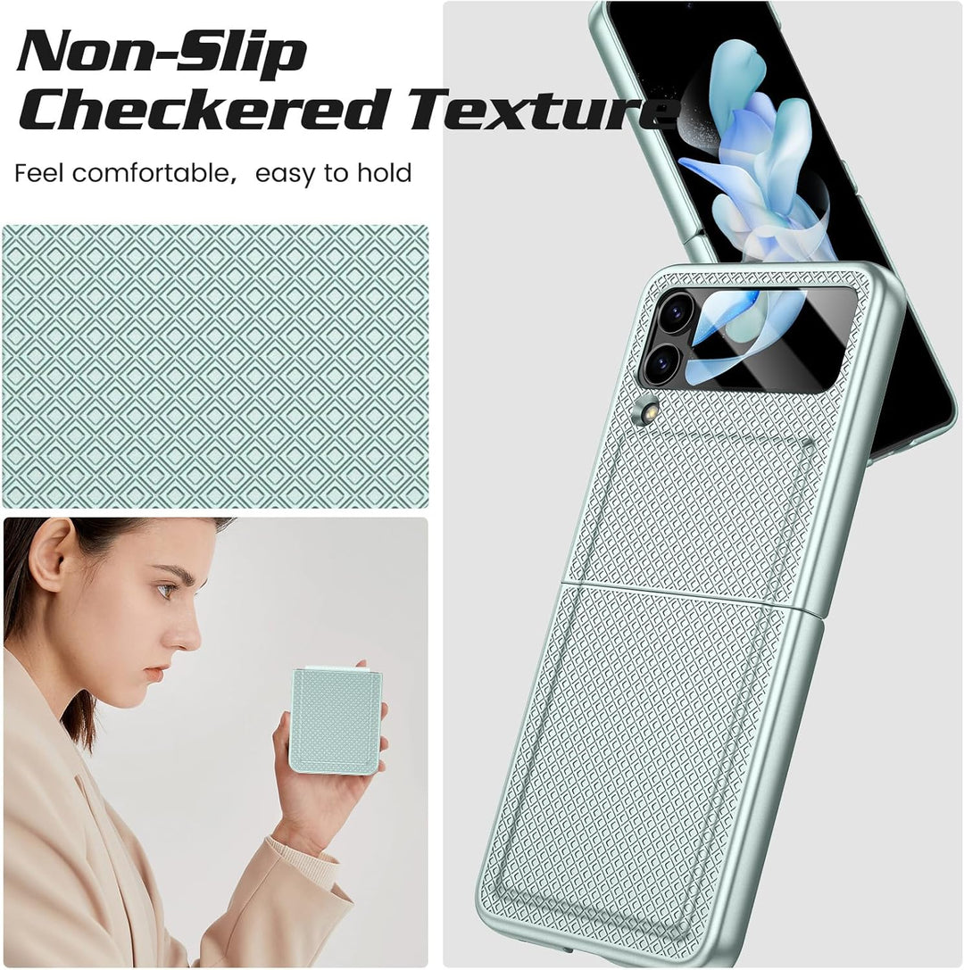 Doeshine für Samsung Galaxy Z Flip 4 Hülle mit Scharnierschutz & Displayschutzfolie, Rutschfester Te