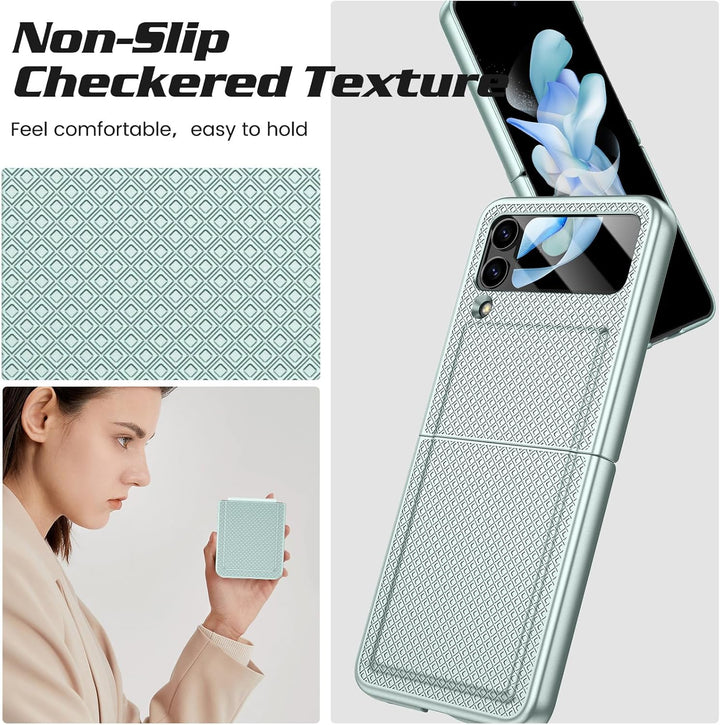 Doeshine für Samsung Galaxy Z Flip 4 Hülle mit Scharnierschutz & Displayschutzfolie, Rutschfester Te