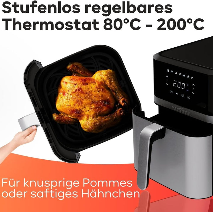 ProfiCook® Heissluftfritteuse 8L | Öl- und fettfreie Heissluftfritteuse | Airfryer mit 7 Programmen