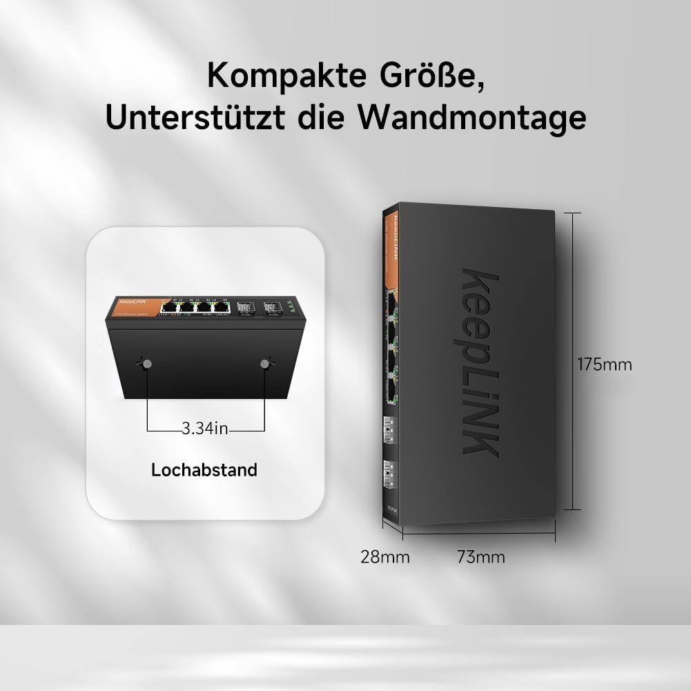 6-Port 2,5G Switch, Nicht verwaltet, 4 x 2,5GBASE-T-Ports und 2 x 10GBASE-T-SFP-Steckplätze, 60 Gbit
