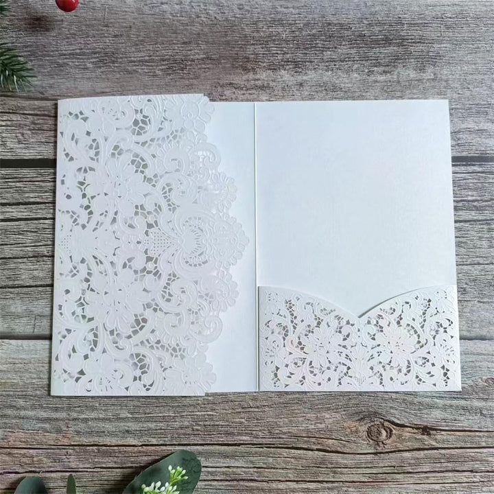 MillaSaw Hochzeitseinladungen, geprägt, floral, hohl, Laser, Hochzeitskarten, dreifach gefaltet, Ver