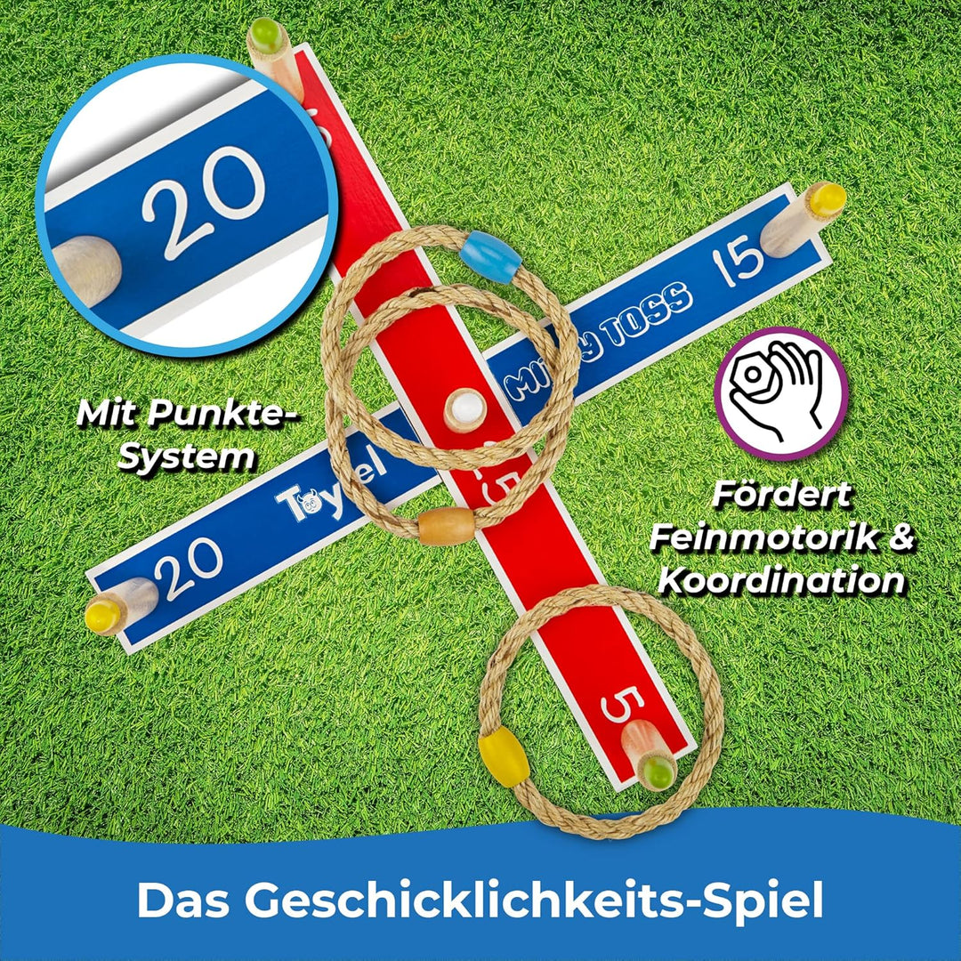 Ringwurfspiel Kinder Outdoor - Toyfel Wurfspiel Indoor Ringe werfen Garten Spiele FSC® Holz Wurfspie