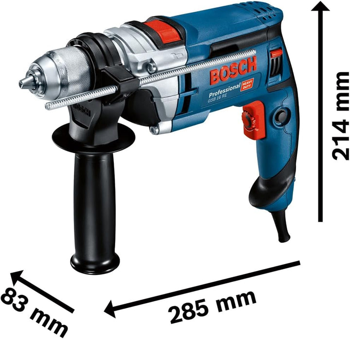 Bosch Professional Schlagbohrmaschine GSB 16 RE (inkl. Schnellspannbohrfutter 13mm, Tiefenanschlag 2