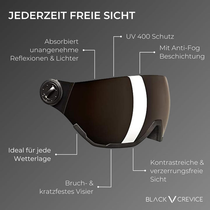 BLACK CREVICE Ersatzvisier mit Vollschutz I Skihelm-Ersatzvisier für Skihelm Arlberg &amp; Gstaad &amp; Saal