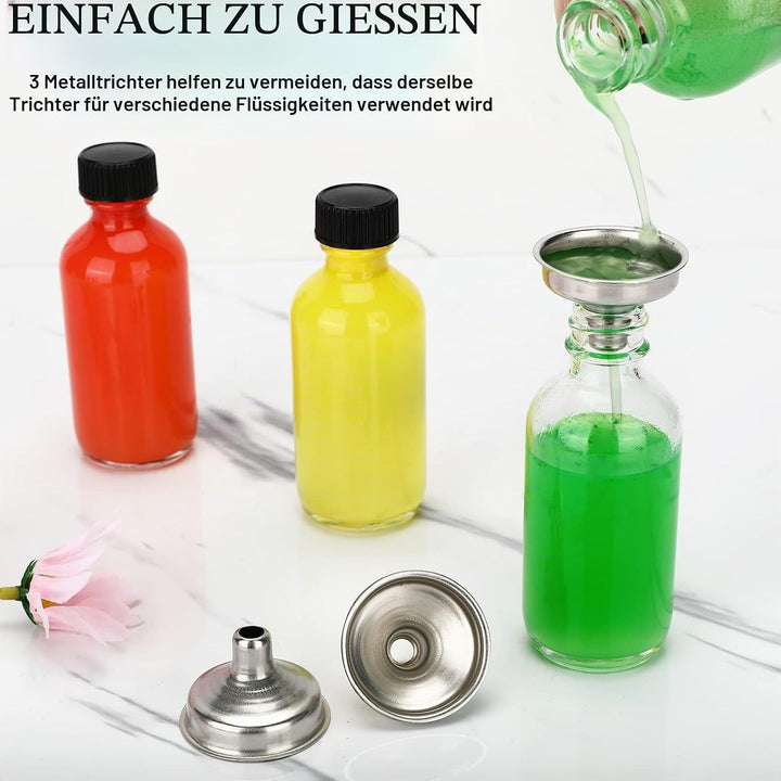 Mini Glasflaschen mit Deckel, 12 Shot Flaschen zum Befüllen 60ml, Kleine Glasflaschen, Kleine Schnap