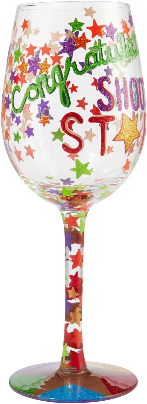 Enesco 6006293 Designs by Lolita Shoot for the Stars Weinglas, handbemalt, mehrfarbig