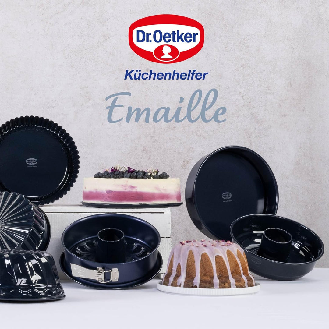 Dr. Oetker 2362 mit Hebeboden Ø 26 cm BACK-LIEBE EMAILLE, runde Backform mit schnitt- & kratzfester