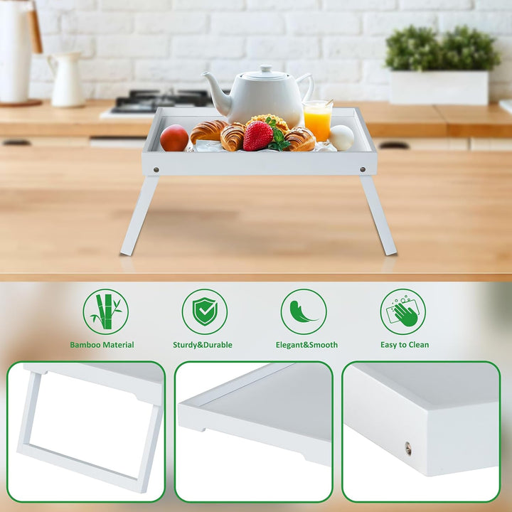 Betttablett Tisch mit klappbaren Beinen, Bambus Frühstück im Bett Essen, Servieren oder Verwendung a