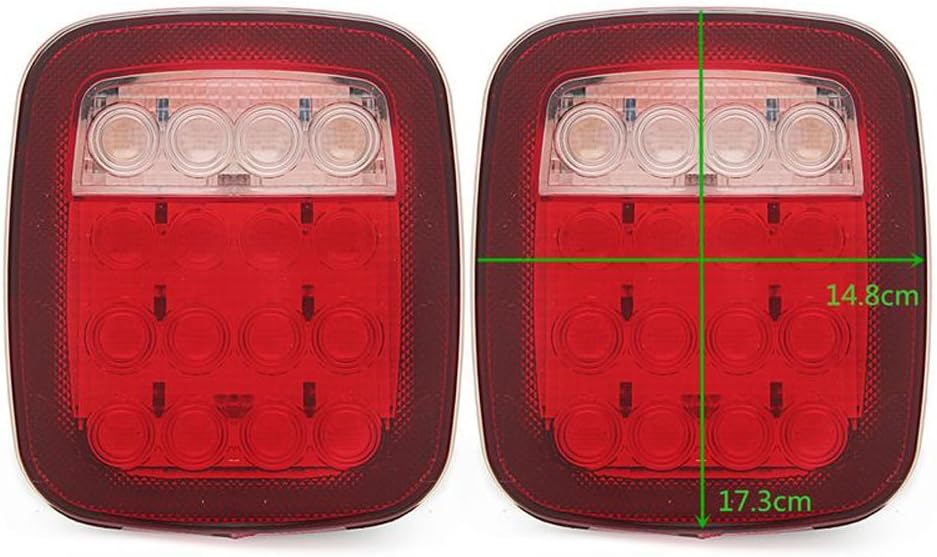 HEHEMM 16 LED Auto Rücklicht Wasserdicht LKW Anhänger Boot Stop Turn Rückfahrscheinwerfer Lampe Rot
