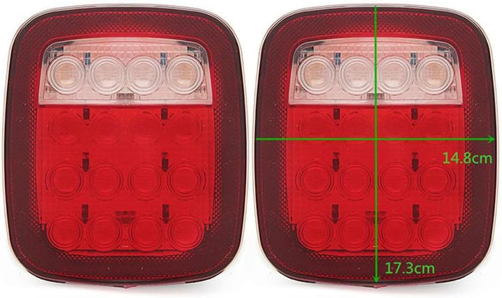 HEHEMM 16 LED Auto Rücklicht Wasserdicht LKW Anhänger Boot Stop Turn Rückfahrscheinwerfer Lampe Rot