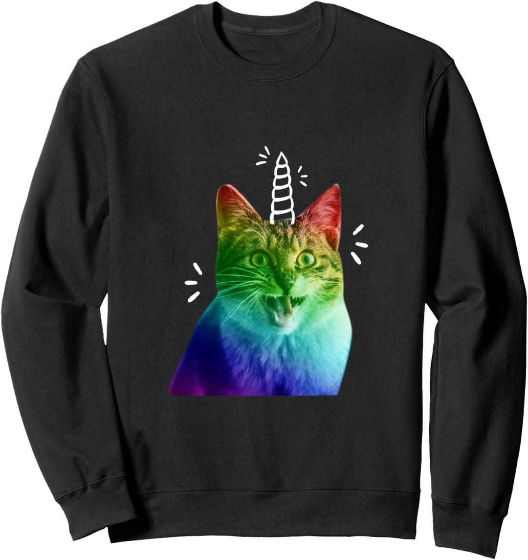 Trippy Psychedelic Unicorn Katze Design lustiges Geschenk Sweatshirt
