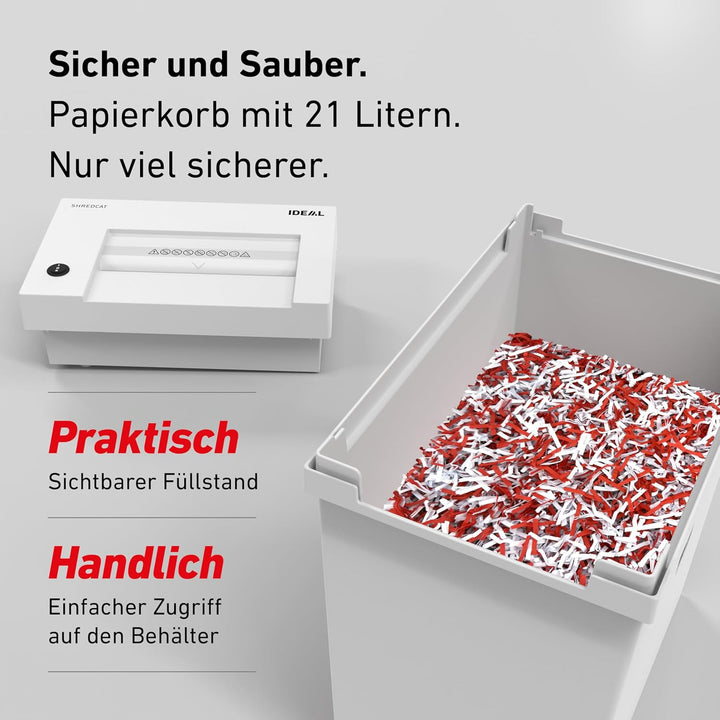 Aktenvernichter IDEAL Shredcat 8200 DataCare Edition inkl.Spezialöl & Datenschutz-E-Book,14 Blatt, P