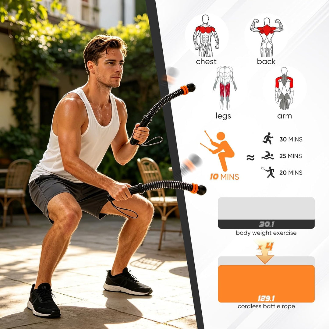 Gewichtetes Kampfseil, verstellbarer Gewichtsring, kabelloses Fitnessseil, hochfester Stahlkern, erg