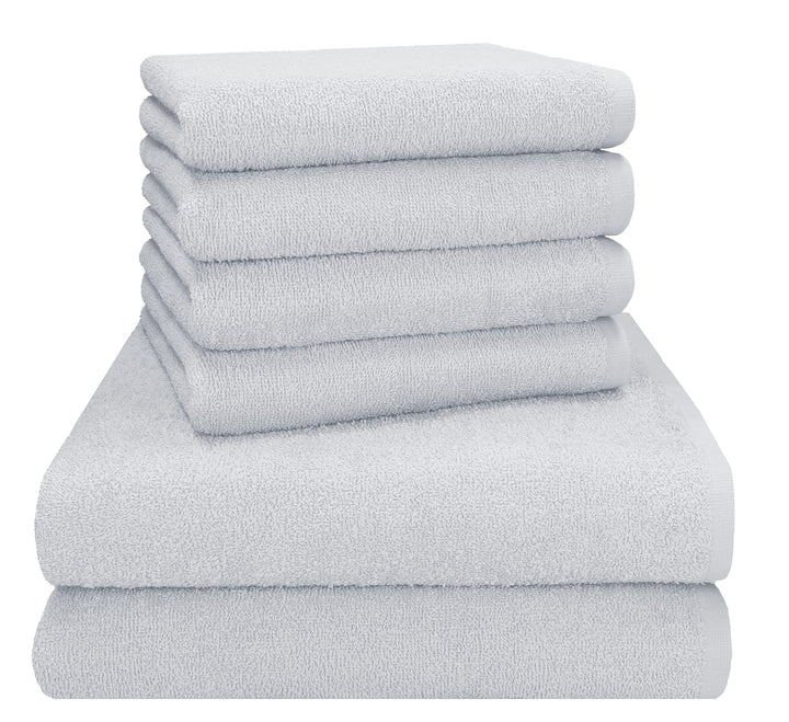 Betz Berlin 6er Set 2X Maxi Duschtuch 100 x 150 cm 4X Handtuch 50 x 100 cm 100% Baumwolle Farbe Silb