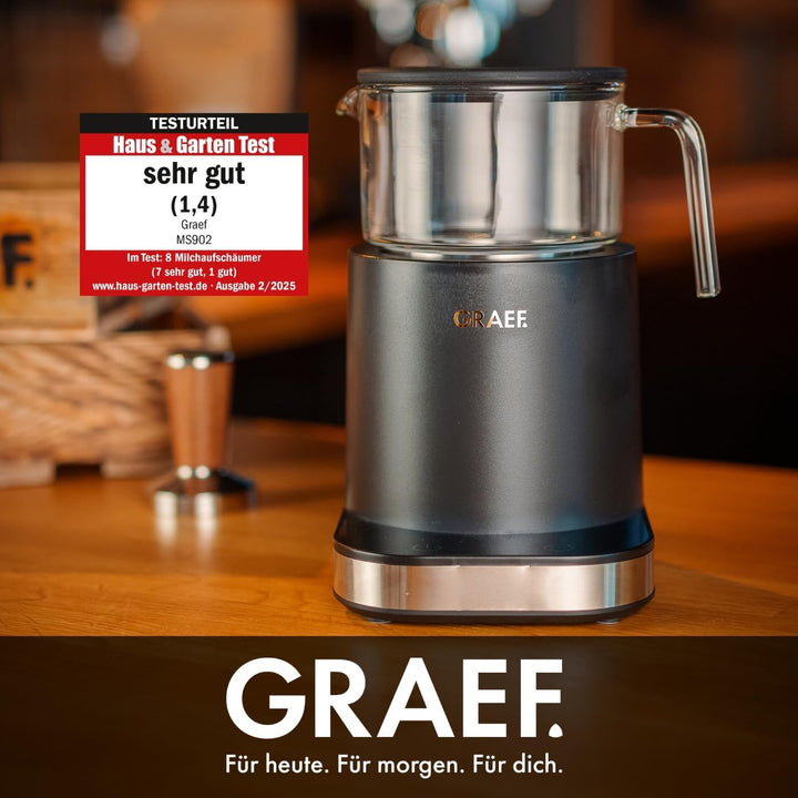 GRAEF Glas-Milchaufschäumer MS902, Induktion, 6 Automatik-Programme, Touch-Display, bis zu 400ml Mil