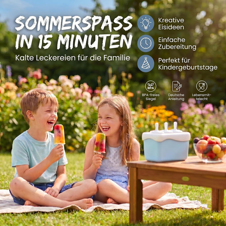 Eismaschine Eismaker Stieleisformen Gefrierbehälter Popsicle Maker - blitzschnell Eis am Stiel
