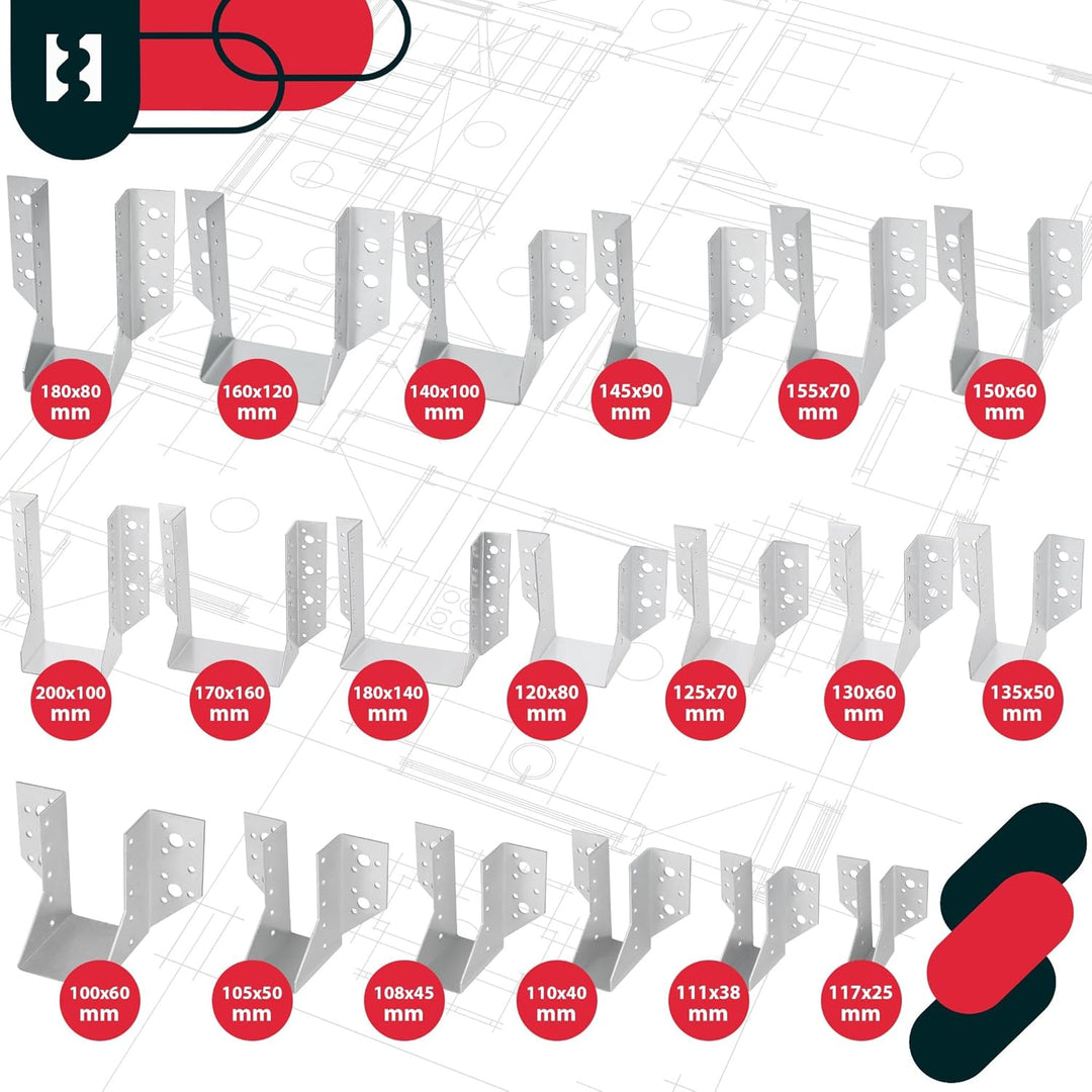 KOTARBAU® 10er Set Balkenschuh Typ A 140 mm Holzbalkenverbinder Balkenverbinder Verbinder für Baukon