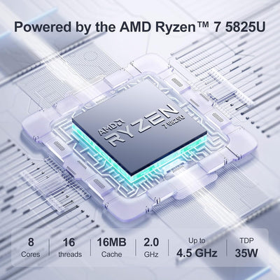 GEEKOM NUC Mini PC A 5, AMD Ryzen 7 5800H (bis zu 4.4GHz) Desktop PC, Mini Computer, 32 GB DDR4 512G