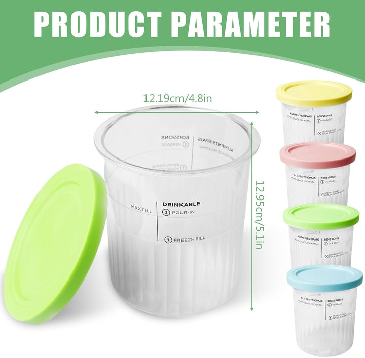 4er-Set Creami Behälter für die Ninja Creami Eismaschine, Creami Deluxe Behälter/Becher für ninja Ei