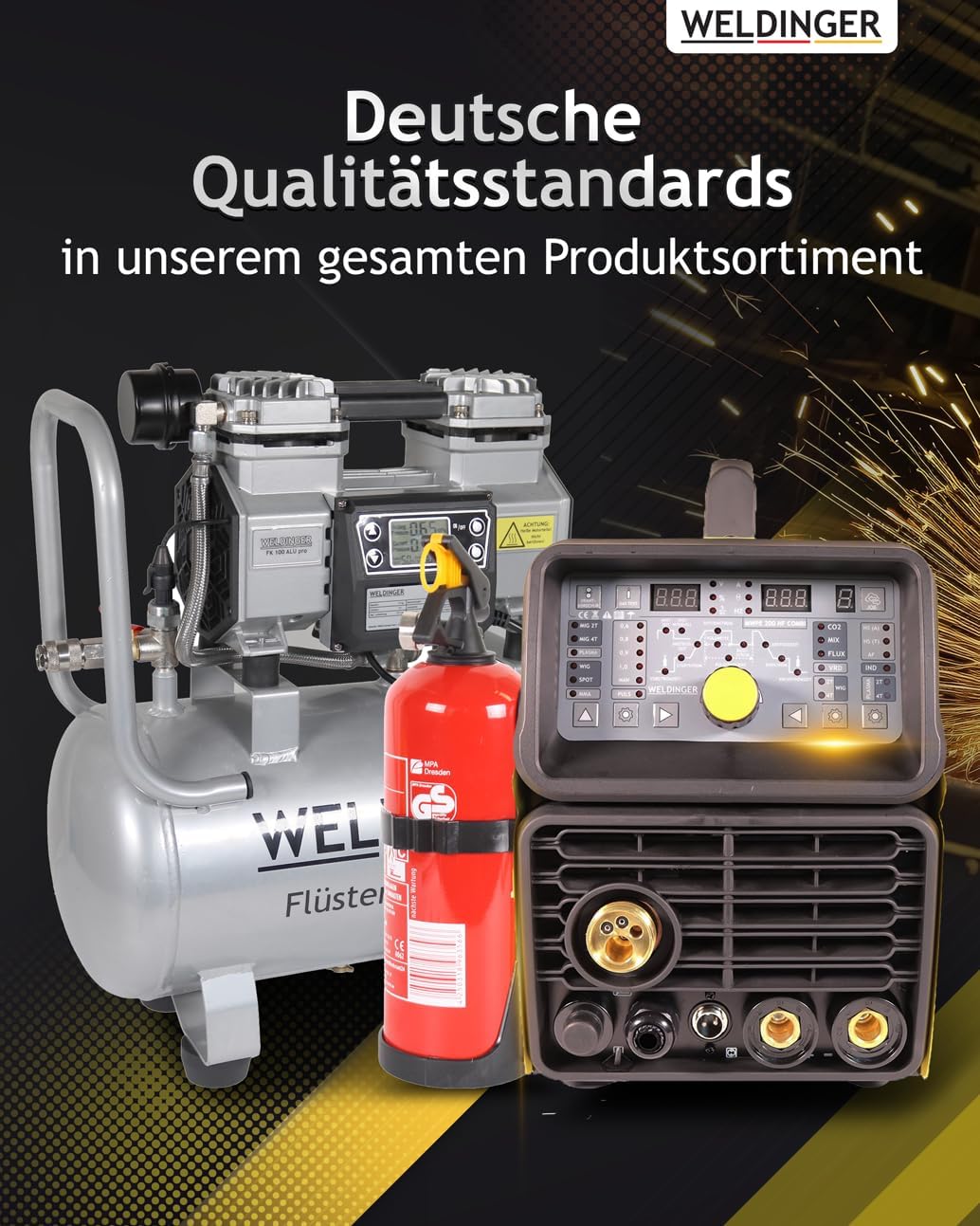 WELDINGER Kombischweissinverter MWPE 200 HF COMBI HF-Zündung MIG MAG DC-WIG Plasmaschneider MMA Schw
