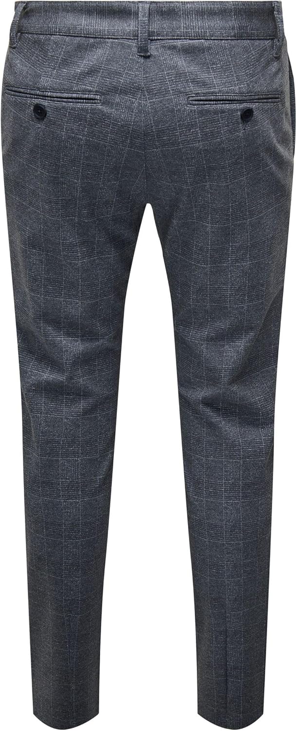 ONLY & SONS Male Chino Hose ONSMAKR Check Pants HY GW 9887 NOOS 30W / 34L Dress Blues 1, 30W / 34L D