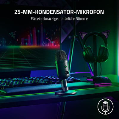 Razer Seiren V2 X - USB-Mikrofon für Streamer (25-mm-Kondensator-Mikrofon, Supernieren-Richtcharakte