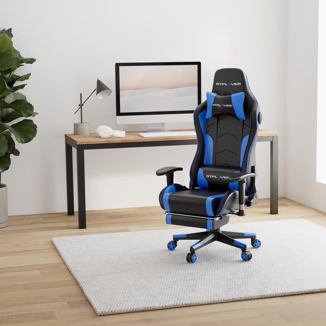 GTPLAYER Gaming Stuhl Gamer Stuhl mit Fussstütze Bluetooth Lautsprecher Ergonomischer Bürostuhl Comp