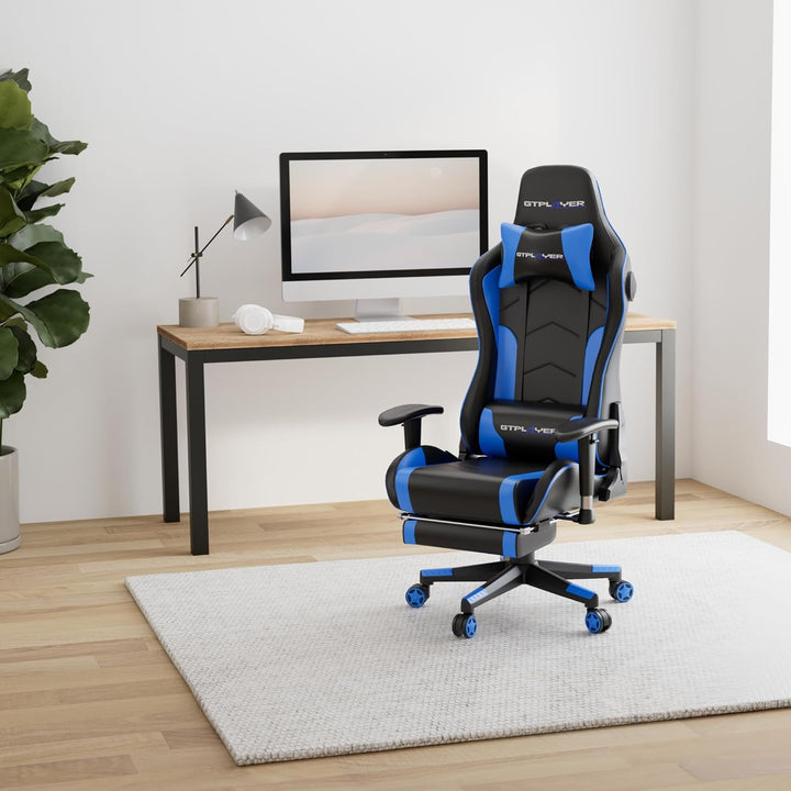 GTPLAYER Gaming Stuhl Gamer Stuhl mit Fussstütze Bluetooth Lautsprecher Ergonomischer Bürostuhl Comp