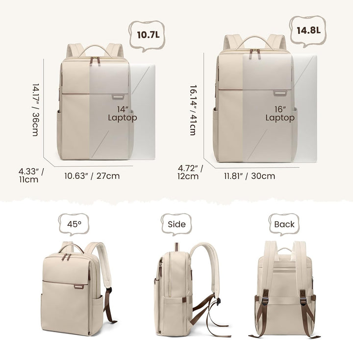 Laptop Rucksack Damen 14 Zoll, Rucksack Herren, Bussiness Rucksack Wasserdicht, Backpack Daypack für