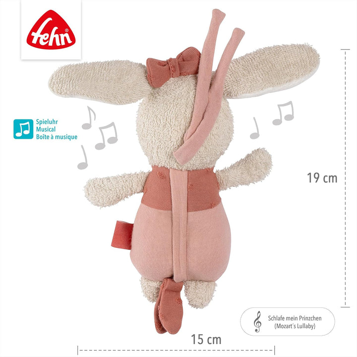 Fehn Mini-Spieluhr Hase fehnNATUR - Kuscheltier & Einschlafhilfe aus Baumwolle aus biologischem Anba