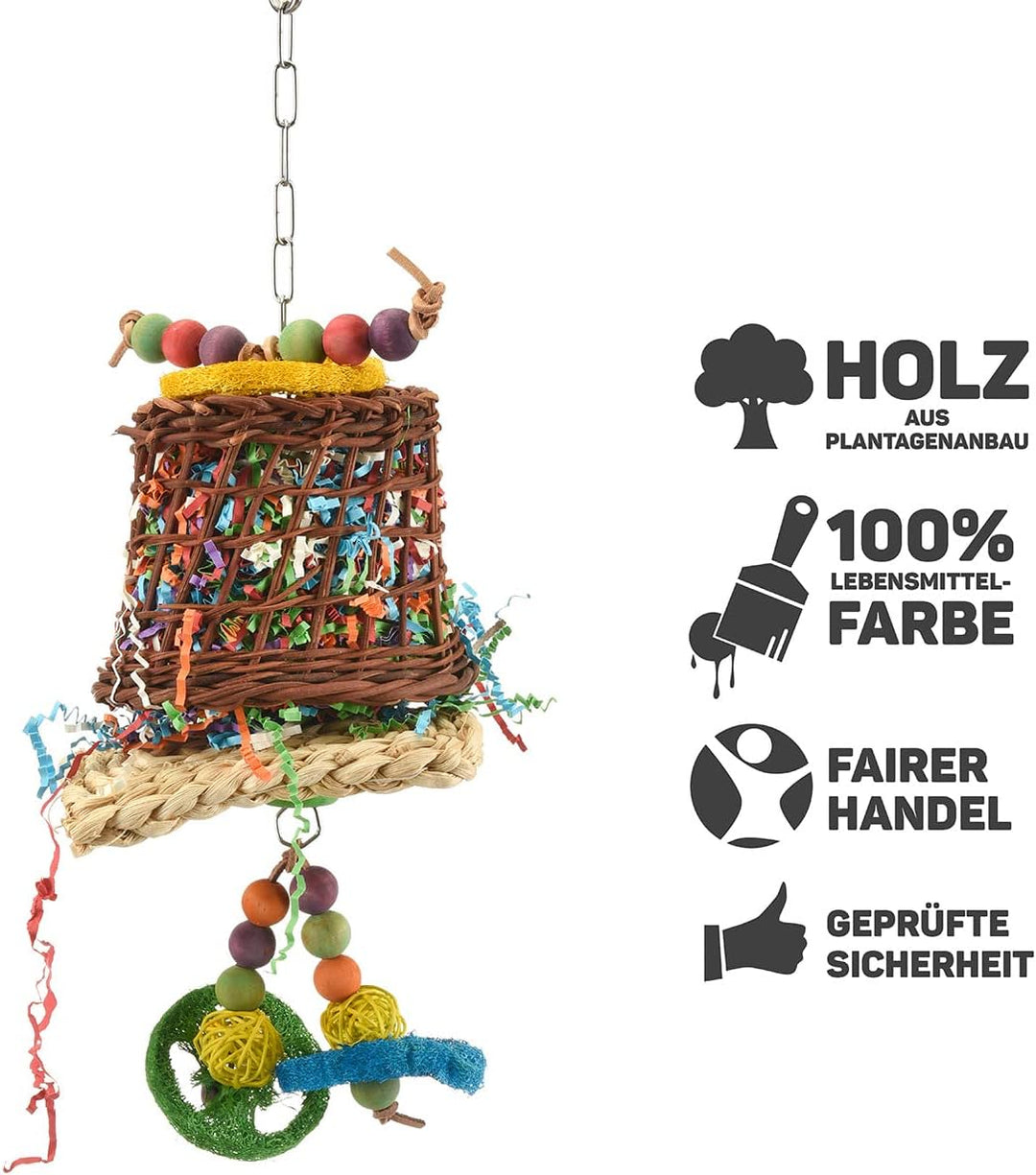 Wagner's | Color-Bell-Fun mit Edelstahl Kette, Grosssittich und Papageien Spielzeug